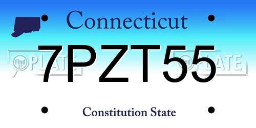 7PZT55 Connecticut License Plate