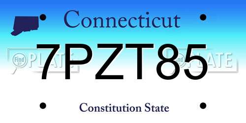 7PZT85 Connecticut License Plate