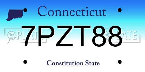 7PZT88 Connecticut License Plate