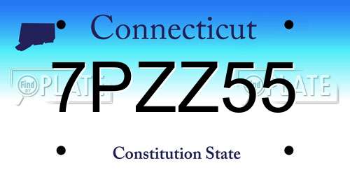 7PZZ55 Connecticut License Plate