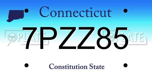 7PZZ85 Connecticut License Plate