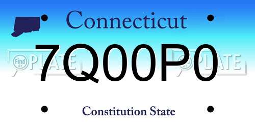 7Q00P0 Connecticut License Plate