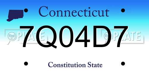 7Q04D7 Connecticut License Plate