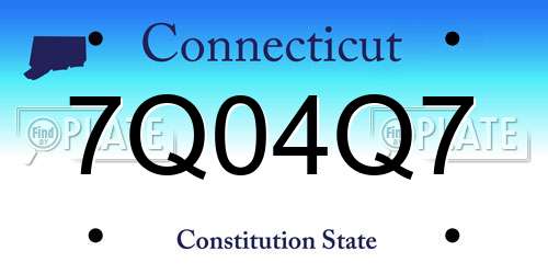 7Q04Q7 Connecticut License Plate