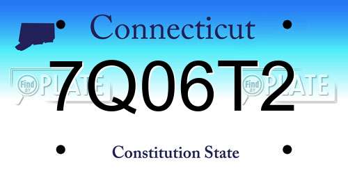 7Q06T2 Connecticut License Plate