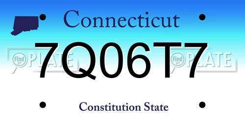 7Q06T7 Connecticut License Plate
