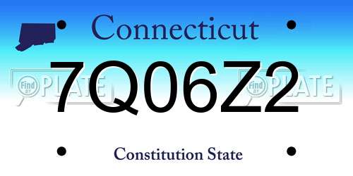 7Q06Z2 Connecticut License Plate