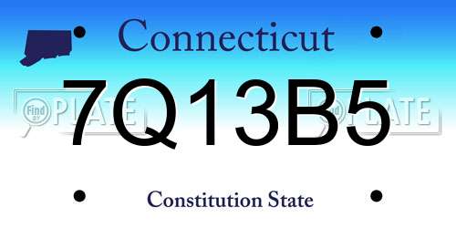 7Q13B5 Connecticut License Plate