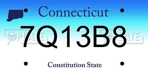 7Q13B8 Connecticut License Plate