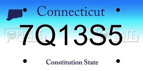7Q13S5 Connecticut License Plate