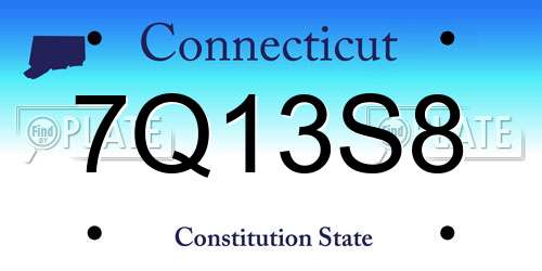 7Q13S8 Connecticut License Plate