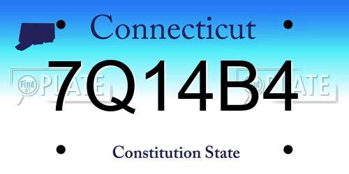 7Q14B4 Connecticut License Plate