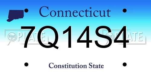 7Q14S4 Connecticut License Plate