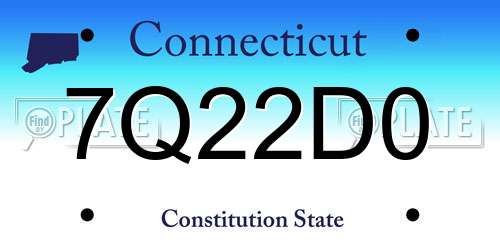 7Q22D0 Connecticut License Plate