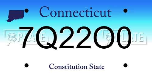 7Q22O0 Connecticut License Plate
