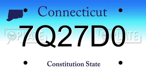 7Q27D0 Connecticut License Plate