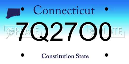 7Q27O0 Connecticut License Plate