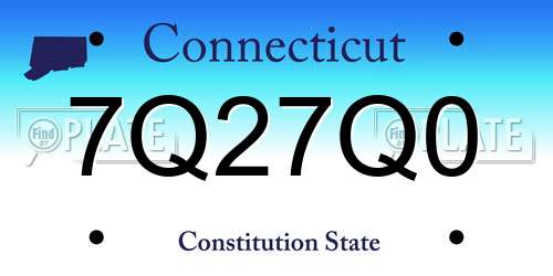 7Q27Q0 Connecticut License Plate