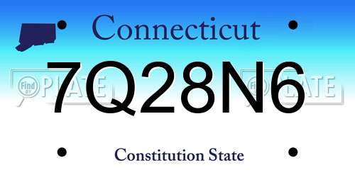 7Q28N6 Connecticut License Plate
