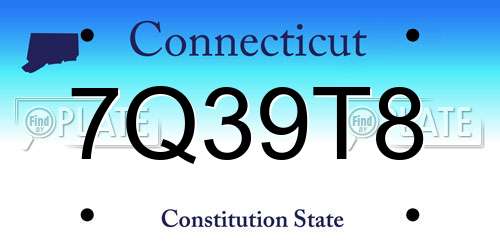 7Q39T8 Connecticut License Plate