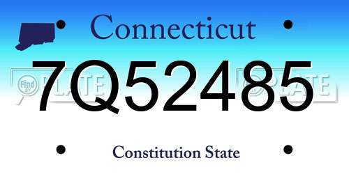 7Q52485 Connecticut License Plate