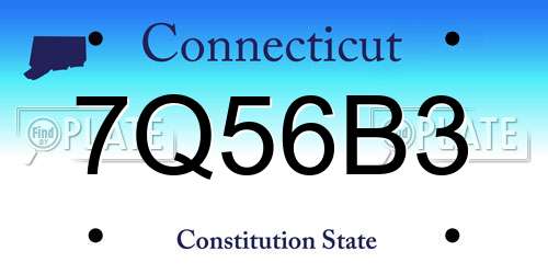 7Q56B3 Connecticut License Plate