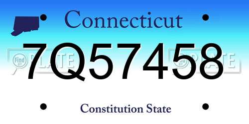 7Q57458 Connecticut License Plate