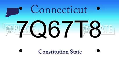 7Q67T8 Connecticut License Plate