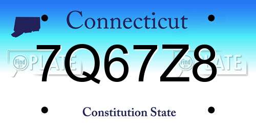 7Q67Z8 Connecticut License Plate