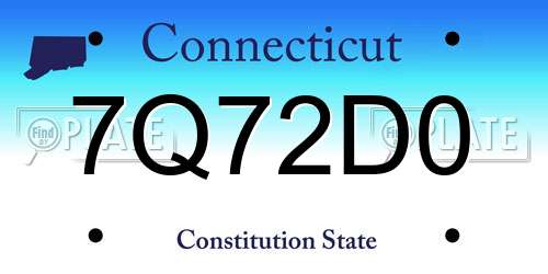 7Q72D0 Connecticut License Plate