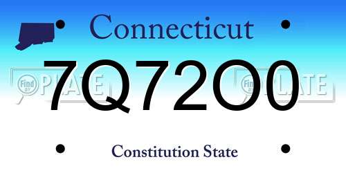 7Q72O0 Connecticut License Plate