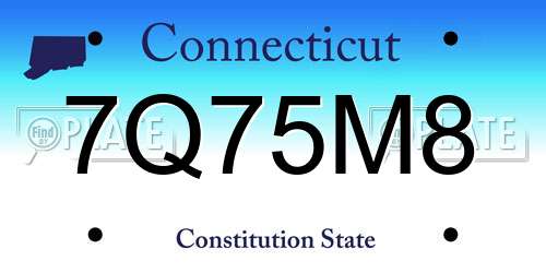 7Q75M8 Connecticut License Plate