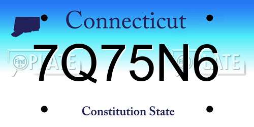 7Q75N6 Connecticut License Plate