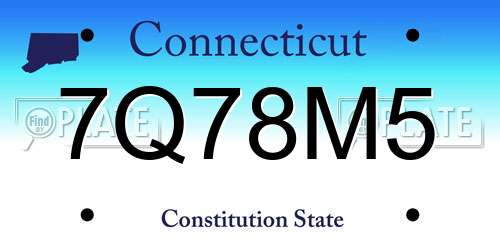 7Q78M5 Connecticut License Plate