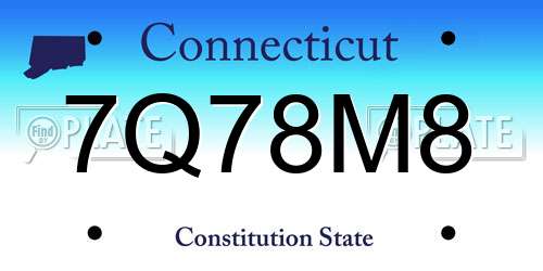 7Q78M8 Connecticut License Plate