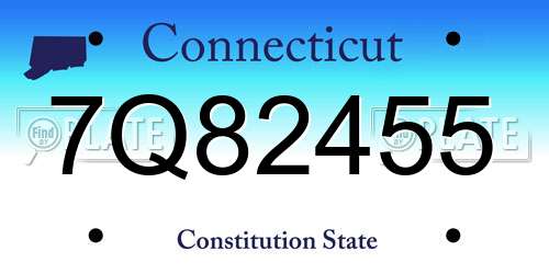 7Q82455 Connecticut License Plate