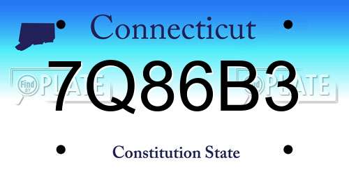 7Q86B3 Connecticut License Plate