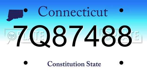 7Q87488 Connecticut License Plate
