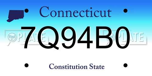 7Q94B0 Connecticut License Plate