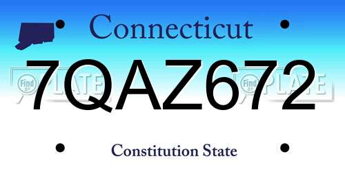 7QAZ672 Connecticut License Plate