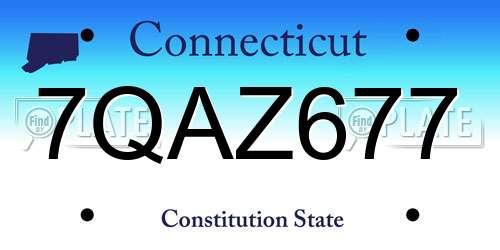 7QAZ677 Connecticut License Plate