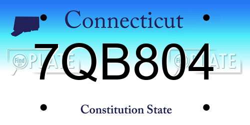 7QB804 Connecticut License Plate