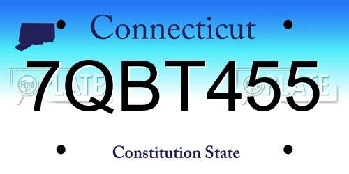 7QBT455 Connecticut License Plate