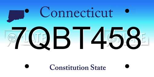 7QBT458 Connecticut License Plate