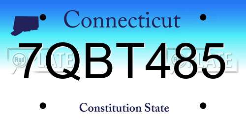 7QBT485 Connecticut License Plate