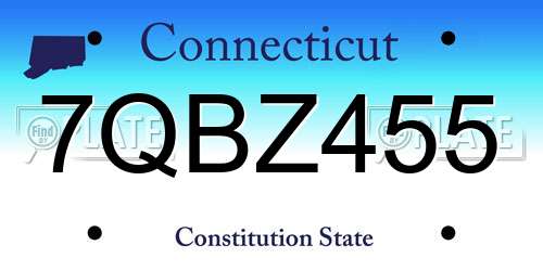 7QBZ455 Connecticut License Plate