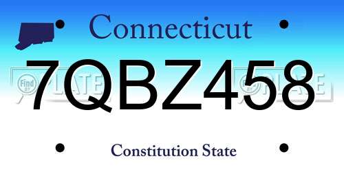 7QBZ458 Connecticut License Plate