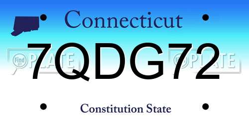 7QDG72 Connecticut License Plate