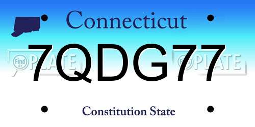 7QDG77 Connecticut License Plate