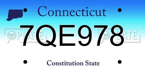 7QE978 Connecticut License Plate